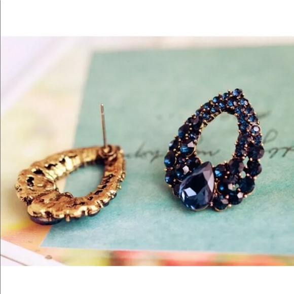 Charm luxury crystal blue rhinestone earrings - Picture 5 of 6